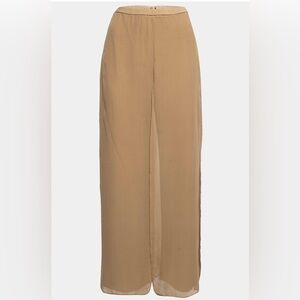Max Mara - Beige Knit & Silk Overlay Trousers Size: Medium (IT 42)